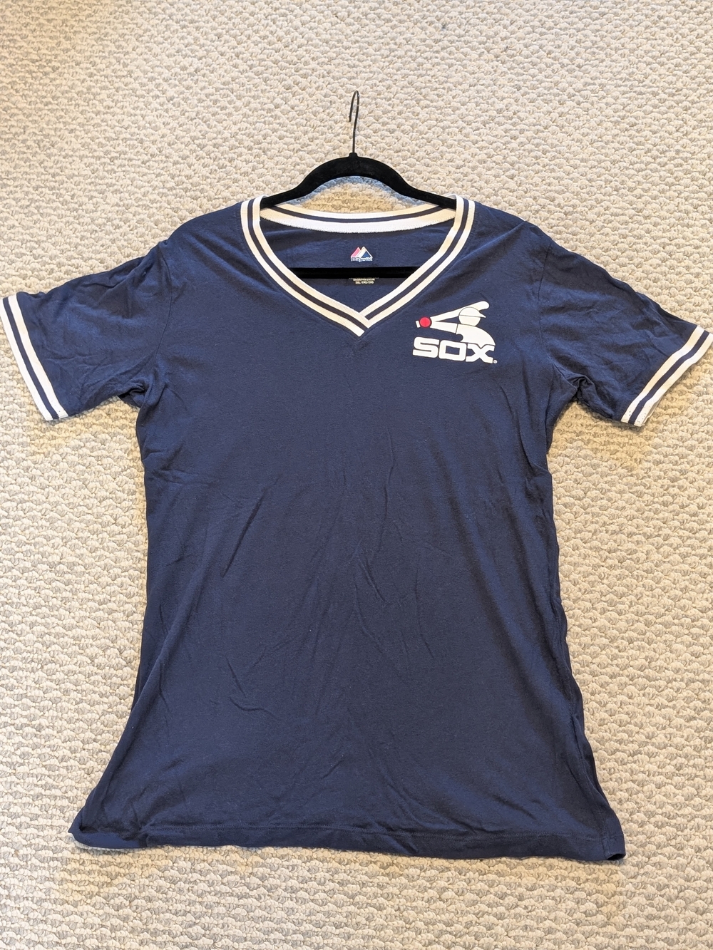 Majestic Women's Navy Sox V-Neck Short Sleeve Shirt